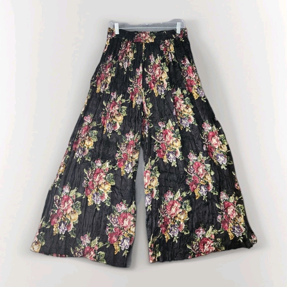 Nostalgia Floral Baggy Wide‎ Leg Velour Pants Boho Fairy Flowy Witchy Sz S NWT